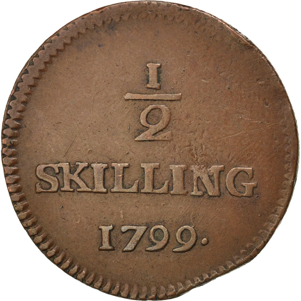 Coin, Sweden, Gustaf IV Adolf, 1/2 Skilling, 1799, VF(30-35), Copper, KM:549