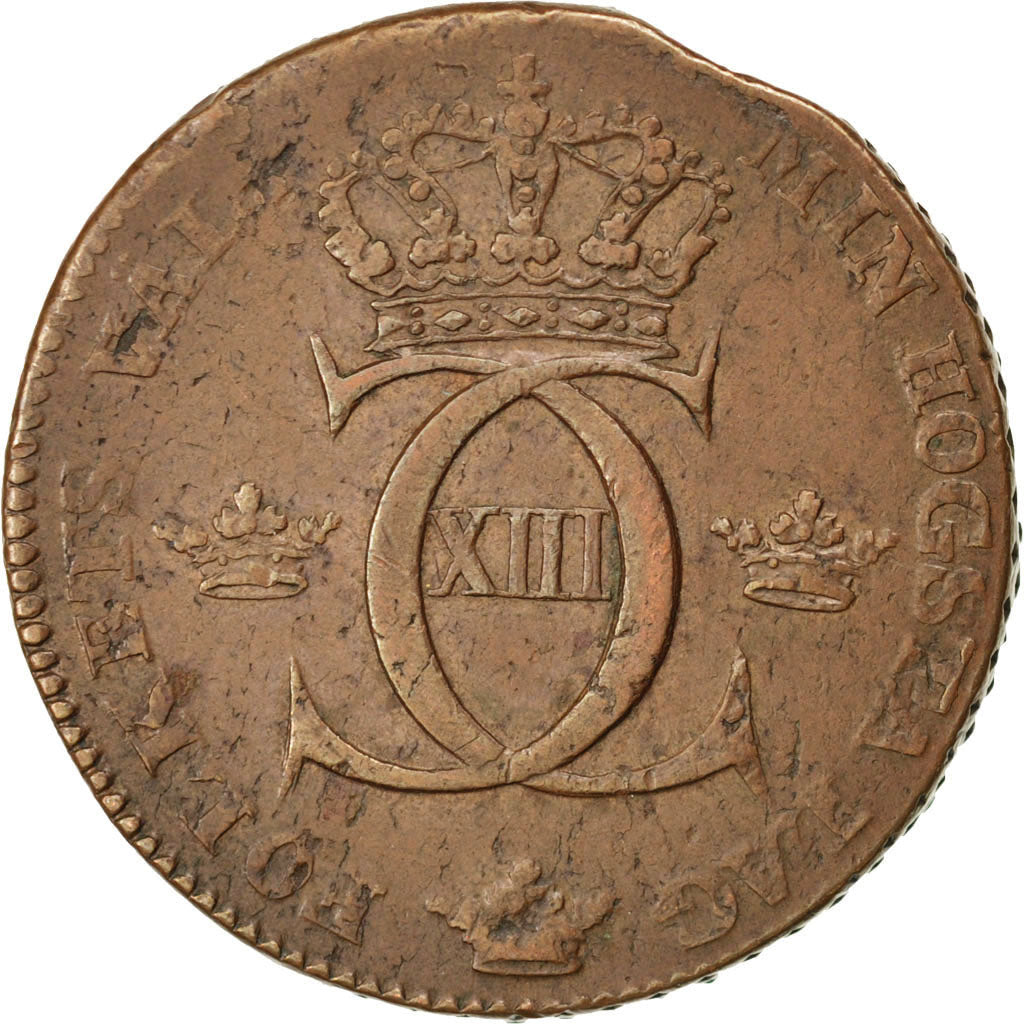 SWEDEN, Skilling, 1812, KM #585, VF(30-35), Copper, 34, 27.81
