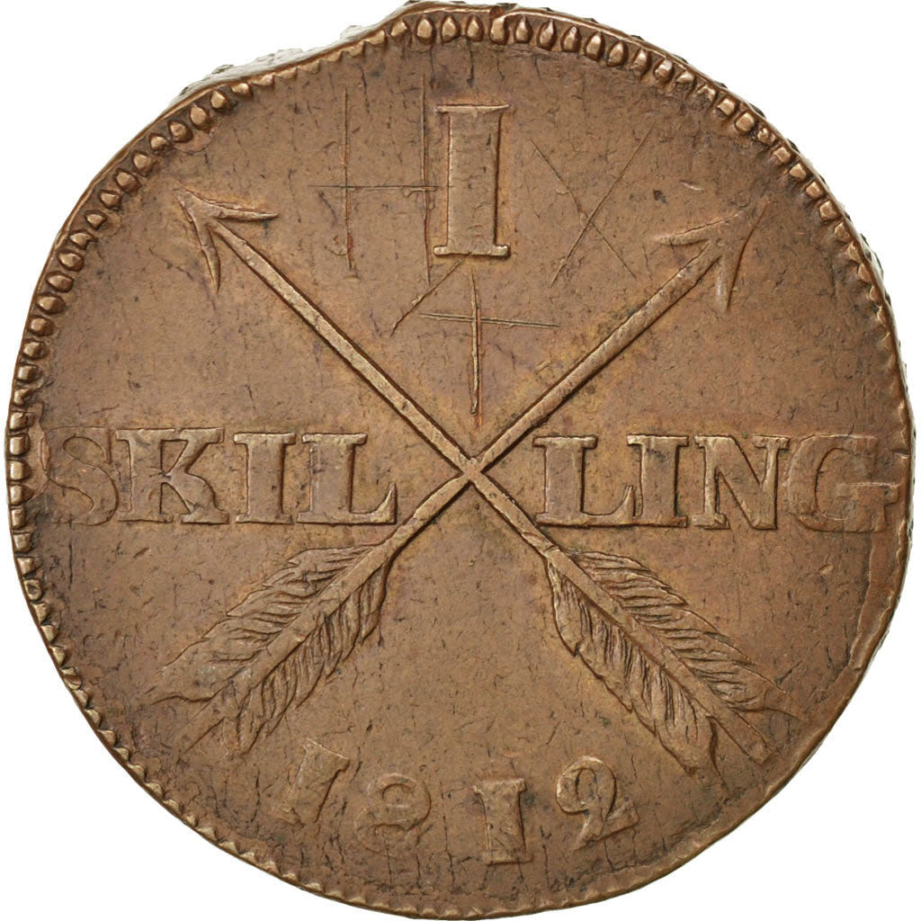 SWEDEN, Skilling, 1812, KM #585, VF(30-35), Copper, 34, 27.81