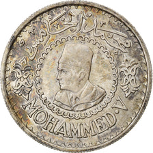 Coin, Morocco, Mohammed V, 500 Francs, 1956, Paris, AU(55-58), Silver, KM:54