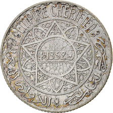 Coin, Morocco, Mohammed V, 5 Francs, AH 1352/1933, Paris, EF(40-45), Silver