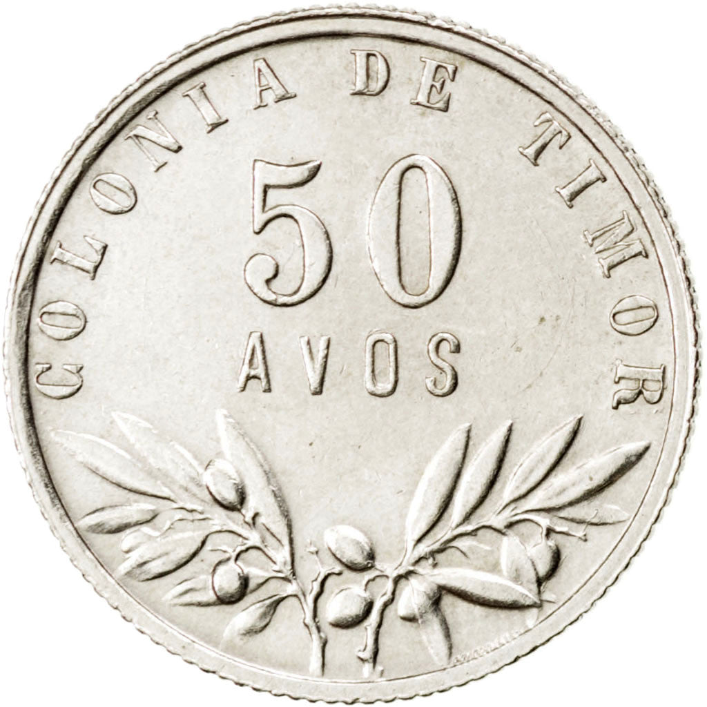 TIMOR, 50 Avos, 1951, Lisbon, KM #7, AU(55-58), Silver, 20.5, 3.51