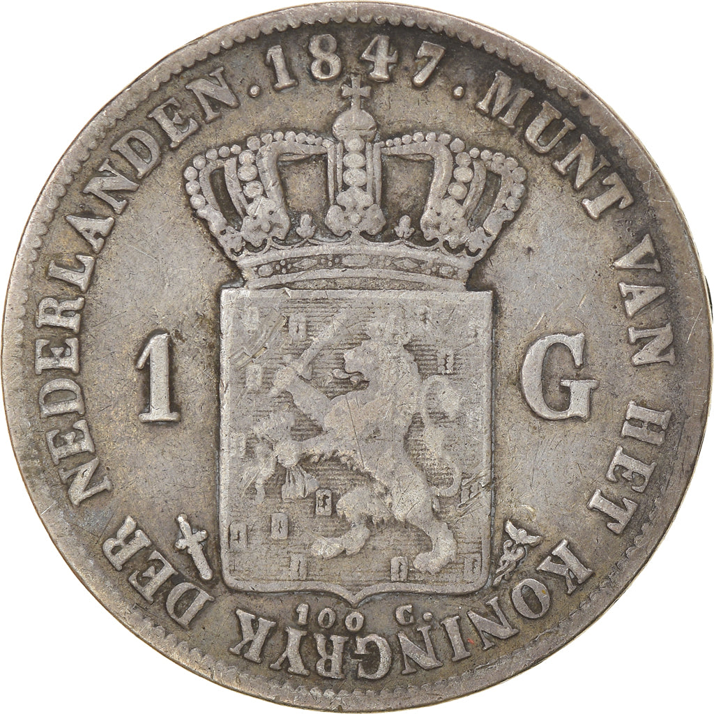 Coin, Netherlands, William II, Gulden, 1847, Utrecht, VF(30-35), Silver, KM:66