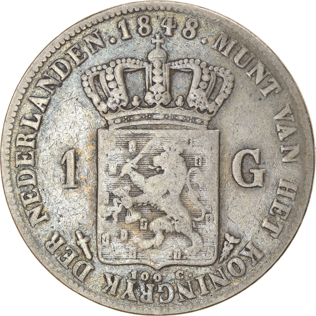Coin, Netherlands, William II, Gulden, 1848, Utrecht, VF(30-35), Silver, KM:66