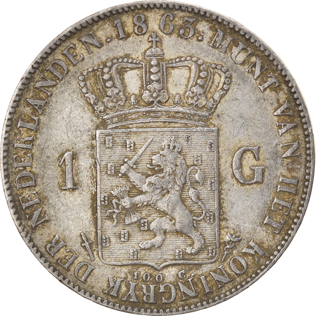 Coin, Netherlands, William III, Gulden, 1863, Utrecht, EF(40-45), Silver, KM:93