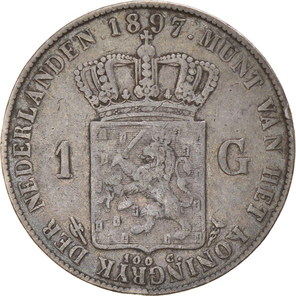 Coin, Netherlands, Wilhelmina I, Gulden, 1897, VF(30-35), Silver, KM:117