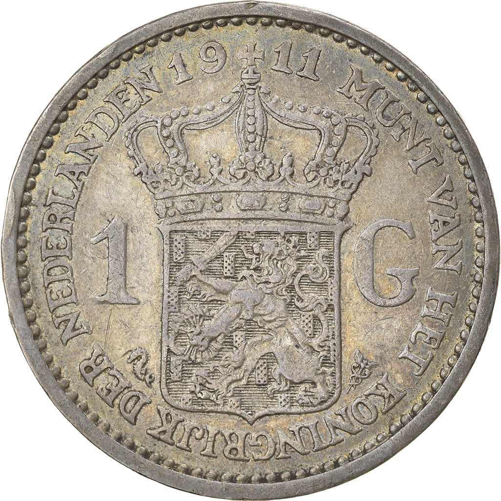 Coin, Netherlands, Wilhelmina I, Gulden, 1911, Utrecht, EF(40-45), Silver