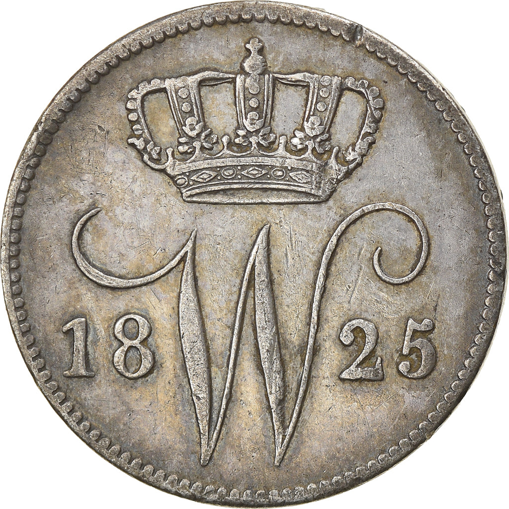 Coin, Netherlands, William I, 25 Cents, 1825, Utrecht, AU(50-53), Silver, KM:48