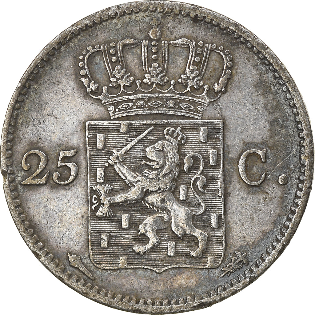Coin, Netherlands, William I, 25 Cents, 1825, Utrecht, AU(50-53), Silver, KM:48