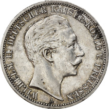 Coin, German States, PRUSSIA, Wilhelm II, 3 Mark, 1909, Berlin, EF(40-45)