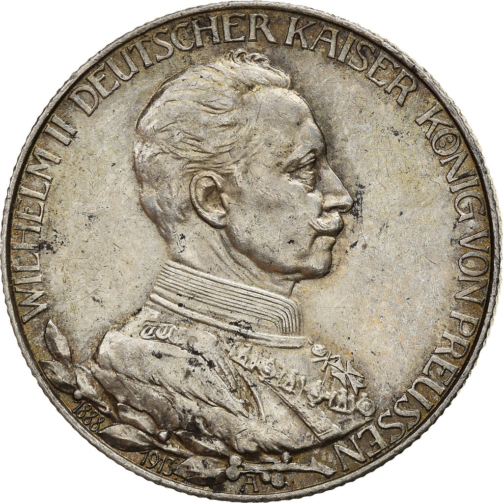 Coin, German States, PRUSSIA, Wilhelm II, 2 Mark, 1913, Berlin, AU(50-53)