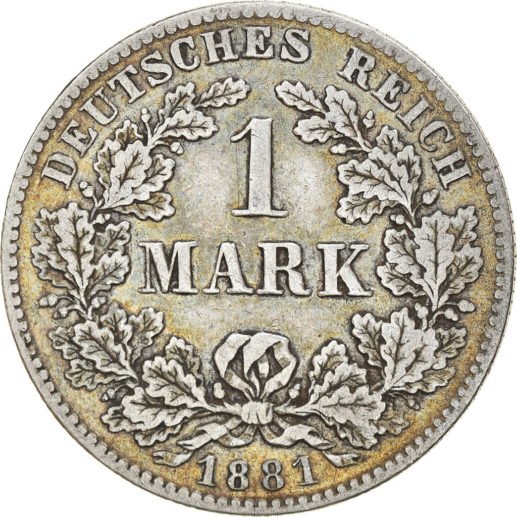Coin, GERMANY - EMPIRE, Wilhelm I, Mark, 1881, Stuttgart, VF(30-35), Silver