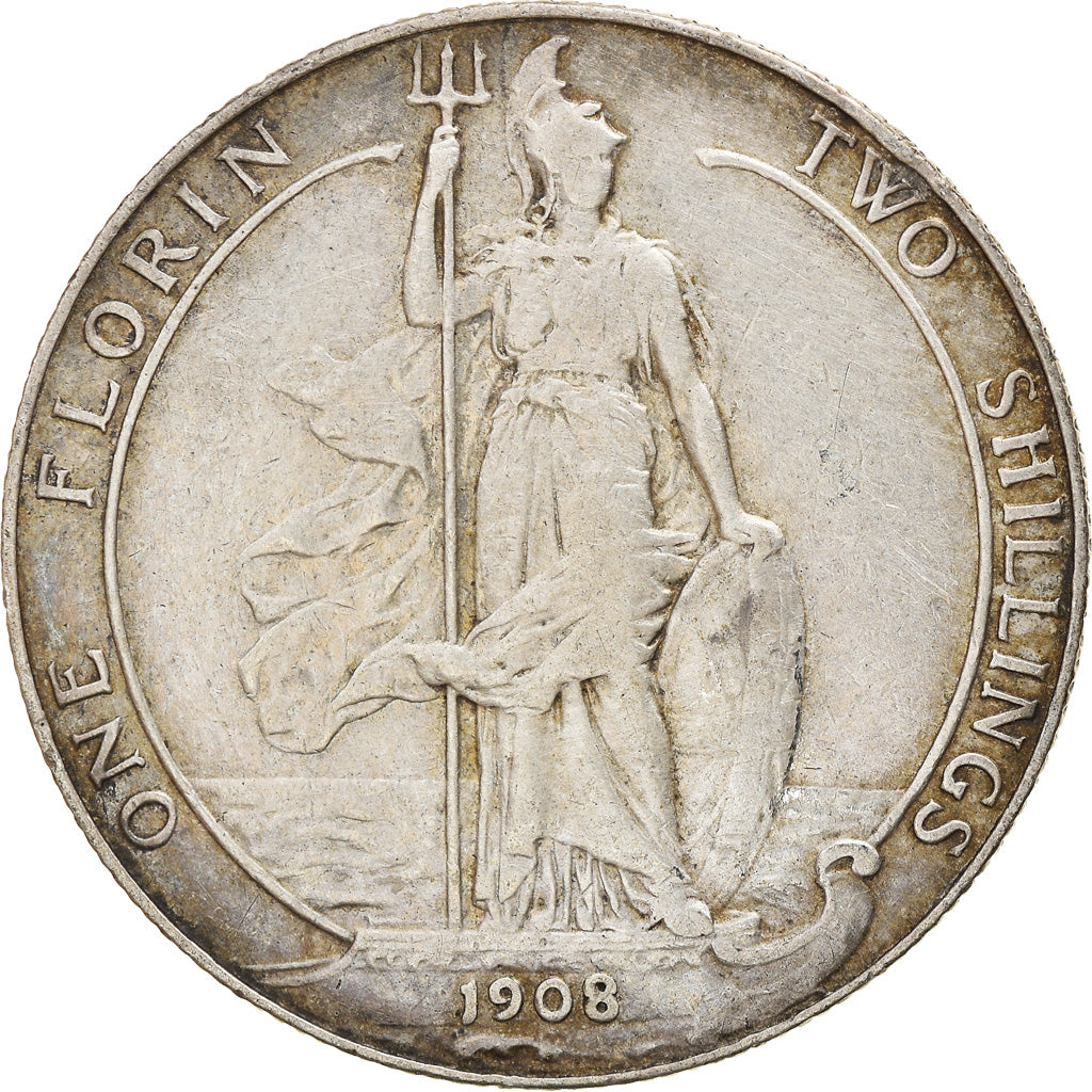 Coin, Great Britain, Edward VII, Florin, Two Shillings, 1908, VF(30-35), Silver