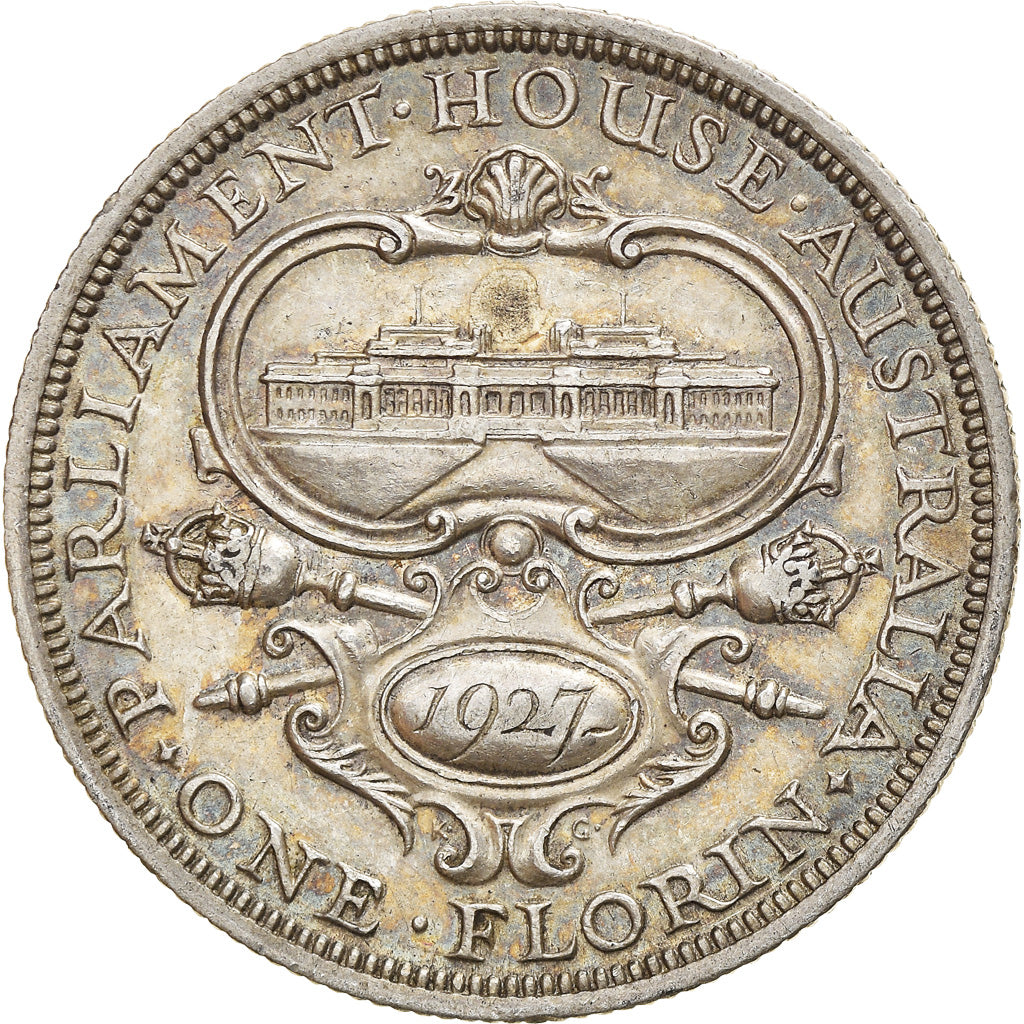 Coin, Australia, George V, Florin, 1927, Melbourne, EF(40-45), Silver, KM:31