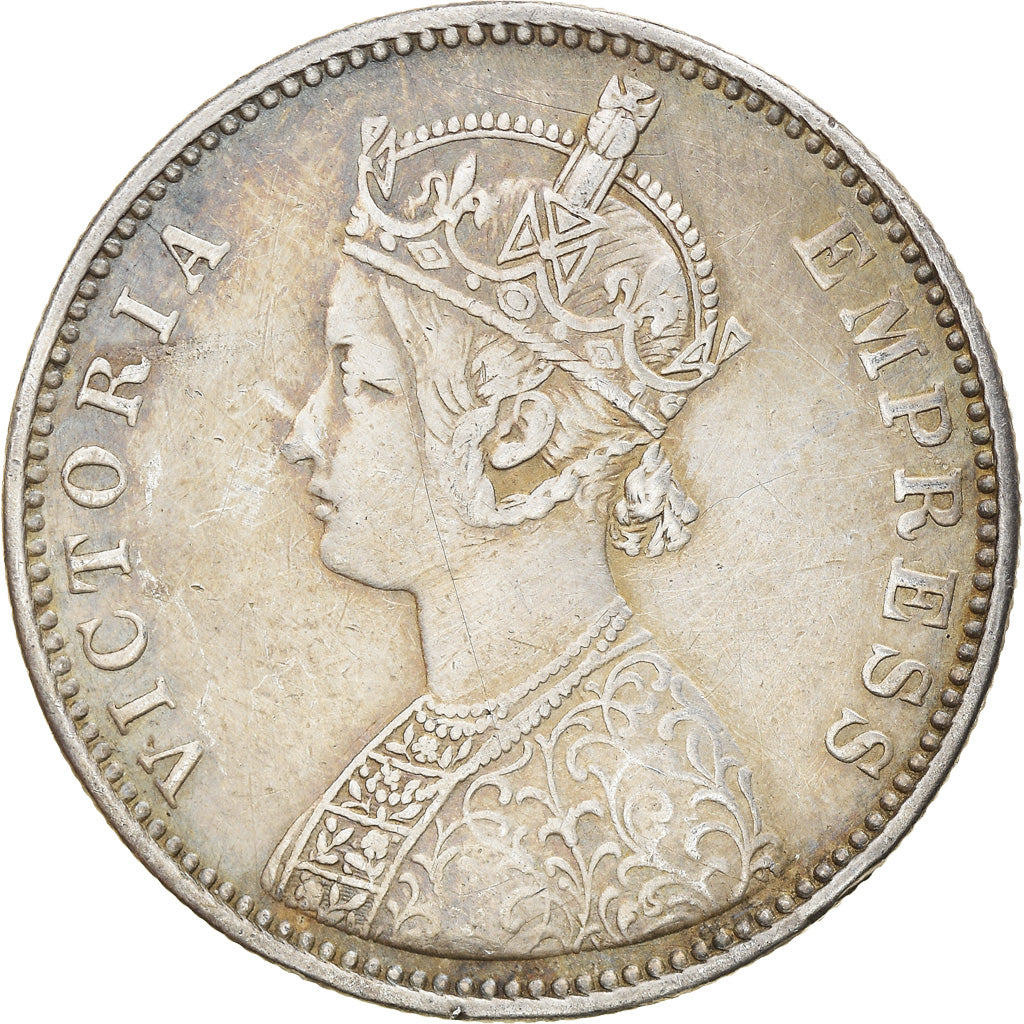 Coin, INDIA-BRITISH, Victoria, Rupee, 1880, Bombay, VF(30-35), Silver, KM:492