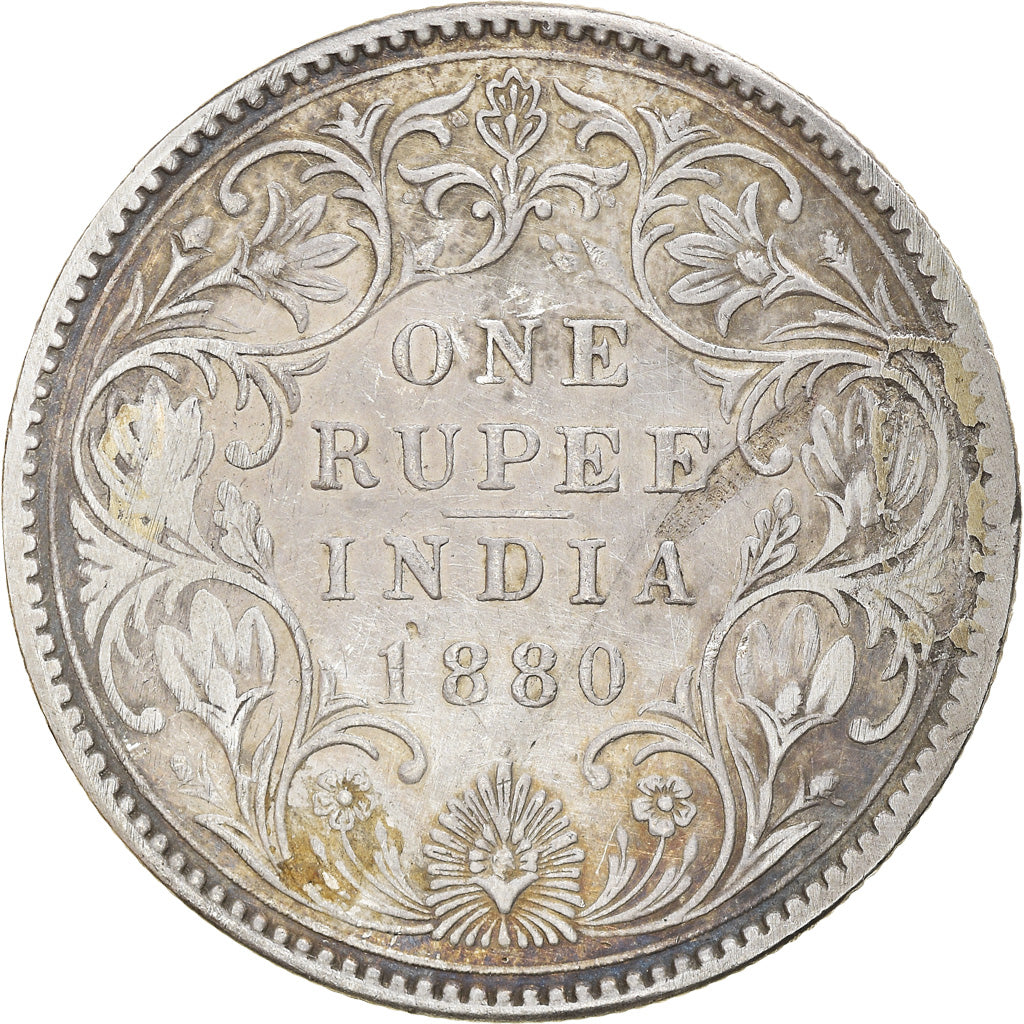 Coin, INDIA-BRITISH, Victoria, Rupee, 1880, Bombay, VF(30-35), Silver, KM:492