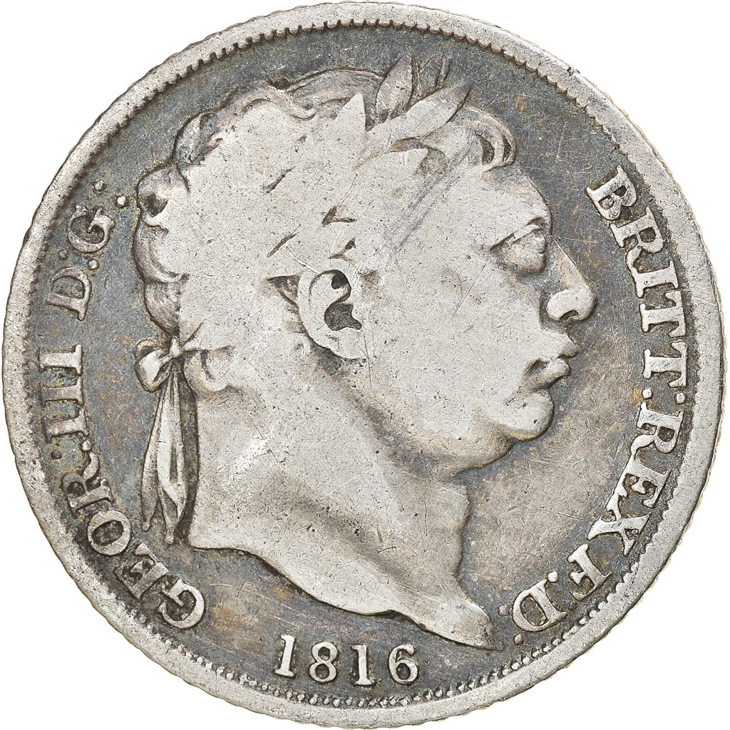 Coin, Great Britain, George III, 6 Pence, 1816, VF(20-25), Silver, KM:665