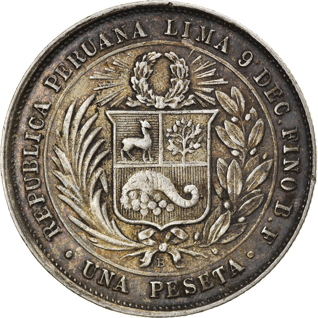 Coin, Peru, Peseta, 1880, Lima, EF(40-45), Silver, KM:200.2