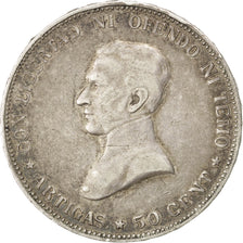 Moneda, Uruguay, 50 Centesimos, 1917, MBC, Plata, KM:22