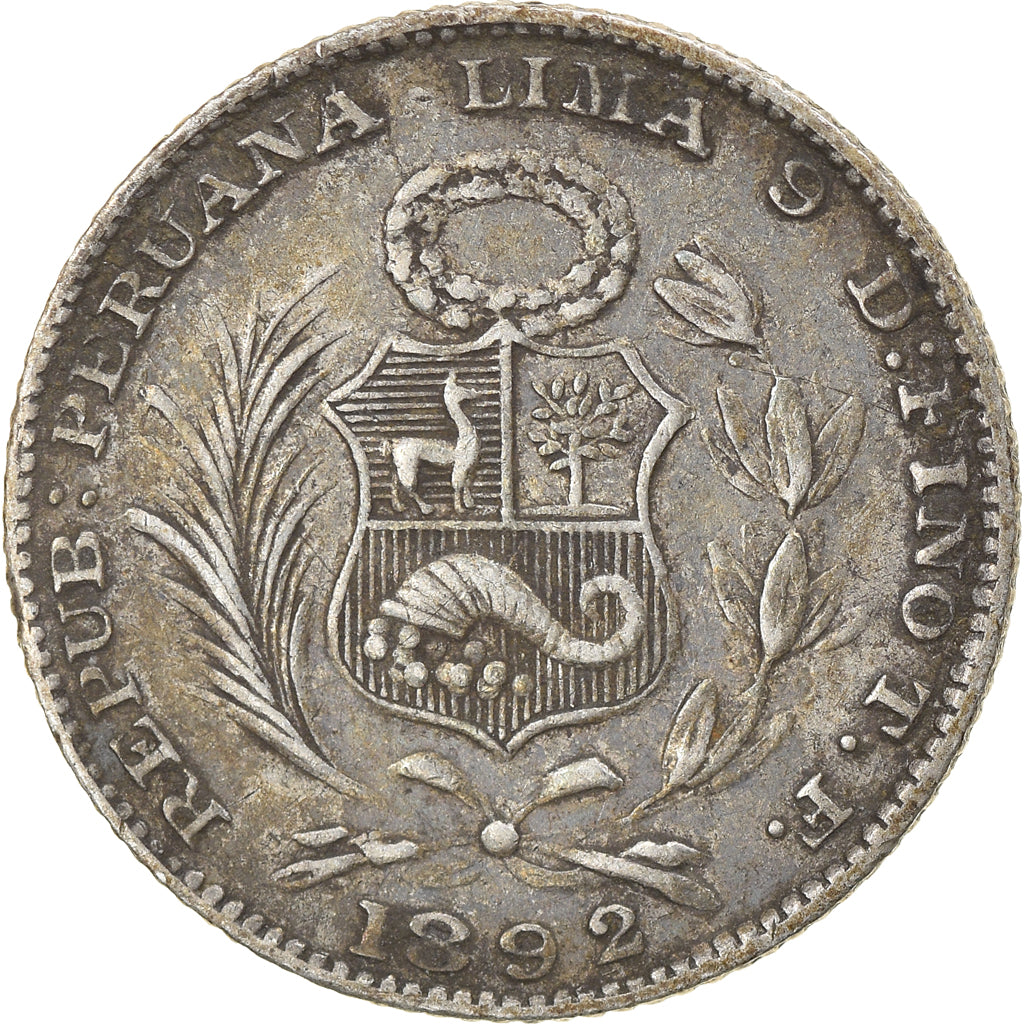 Monnaie, Pérou, SOUTH PERU, Dinero, 1892, Lima, TTB, Argent, KM:204.1