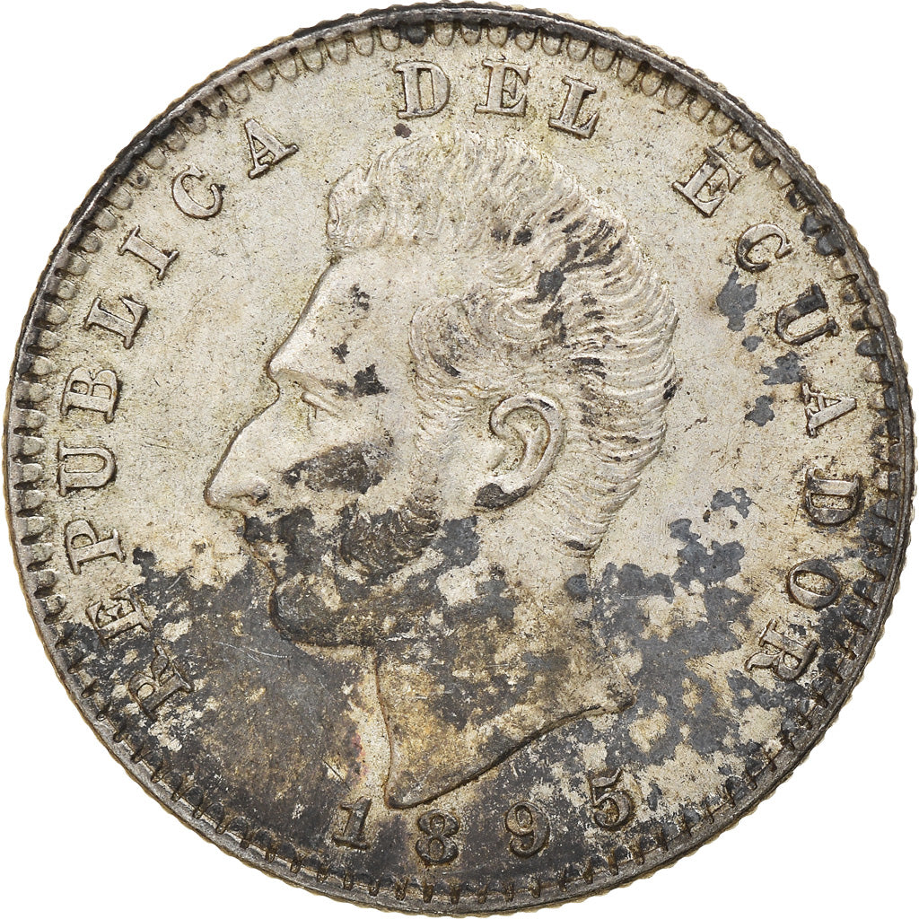 Moneda, Ecuador, 2 Decimos, Dos, 1895, Philadelphia, MBC+, Plata, KM:51.4