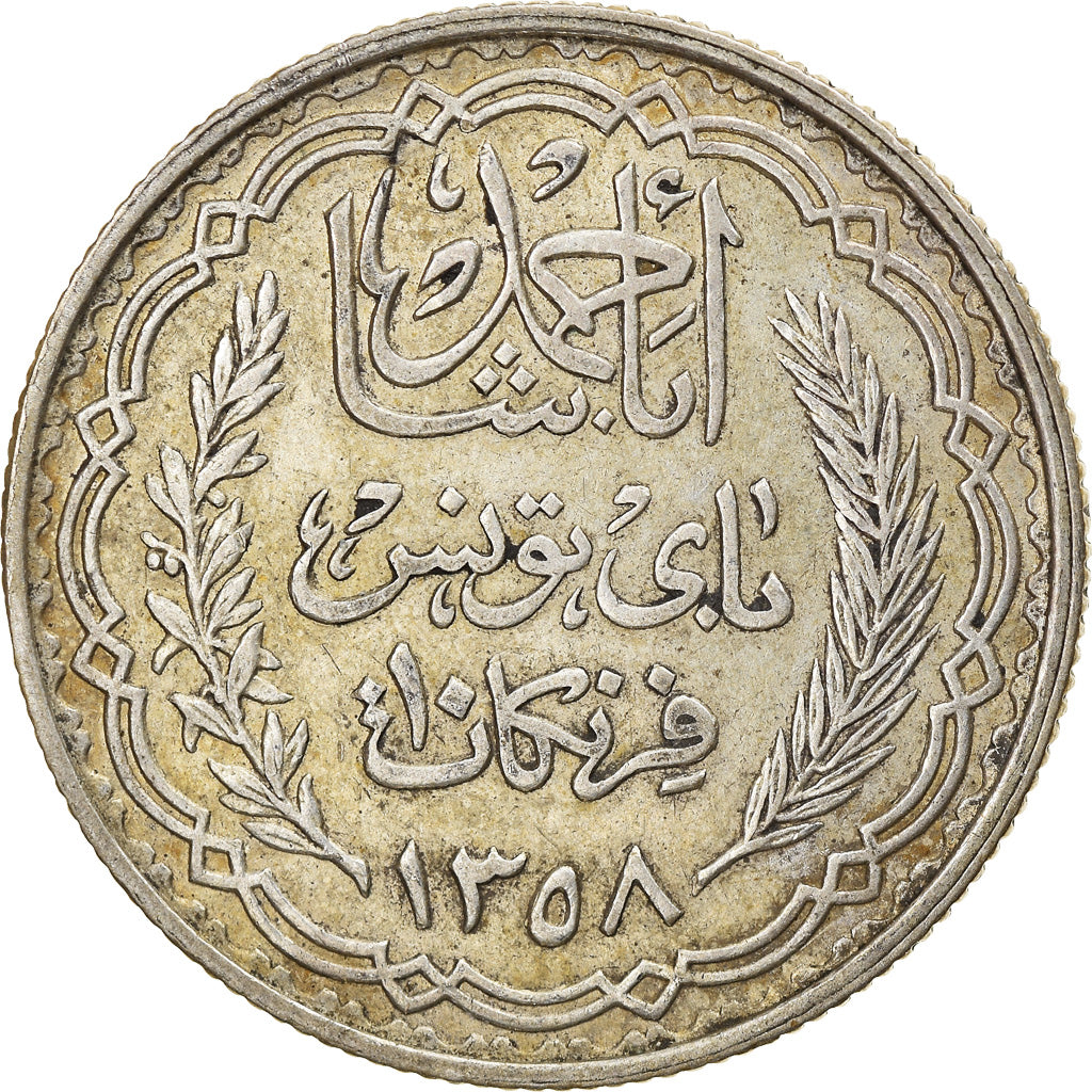 Coin, Tunisia, Ahmad Pasha Bey, 10 Francs, 1939, Paris, EF(40-45), Silver