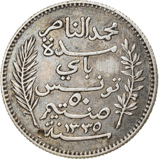 Coin, Tunisia, Muhammad al-Nasir Bey, 50 Centimes, 1916, Paris, EF(40-45)