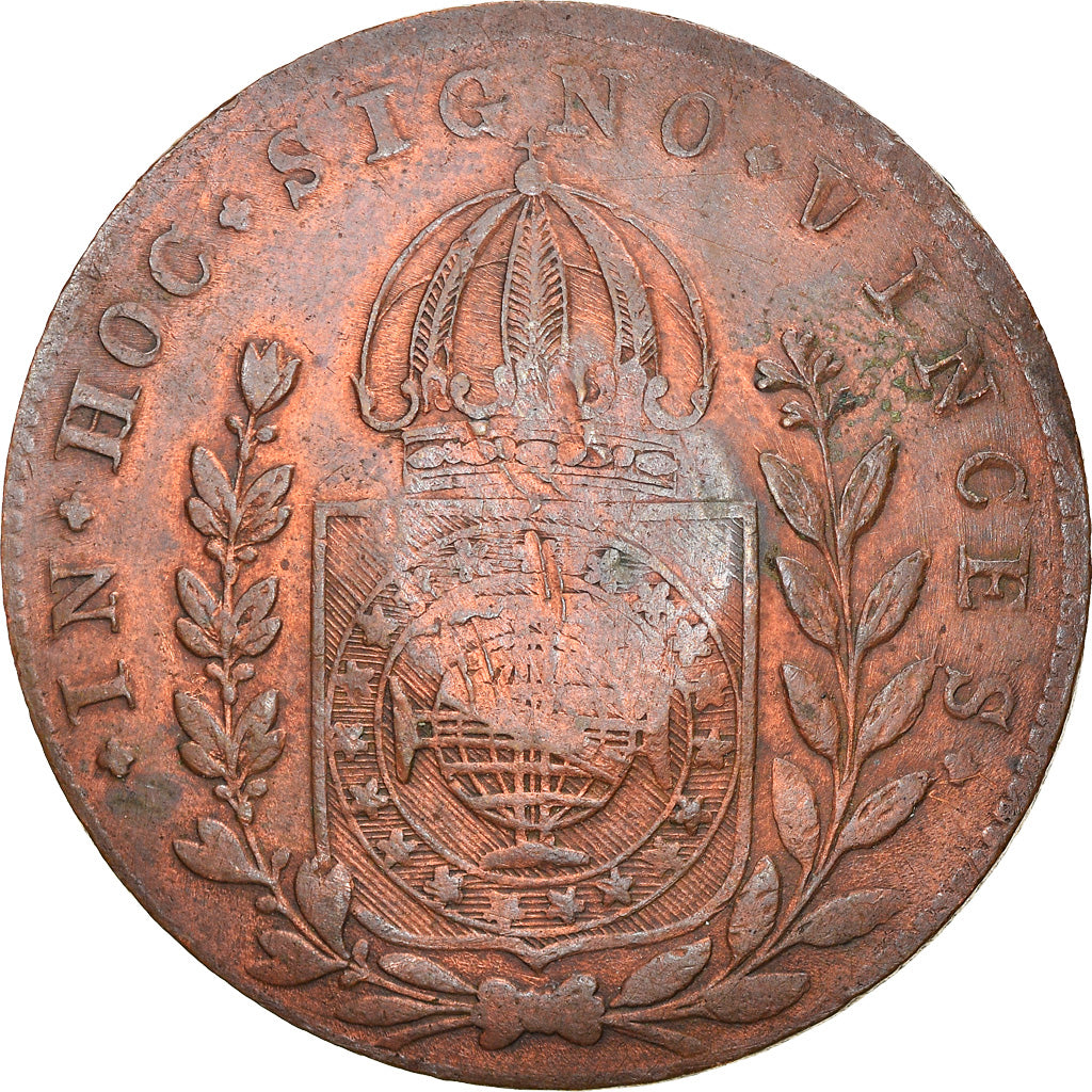 Coin, Brazil, Pedro I, 20 Reis, 1827, Rio de Janeiro, VF(20-25), Copper