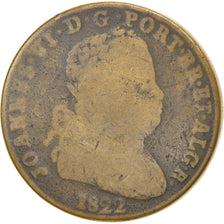 Moeda, Portugal, João VI, 40 Reis, Pataco, 1822, VG(8-10), Bronze, KM:370
