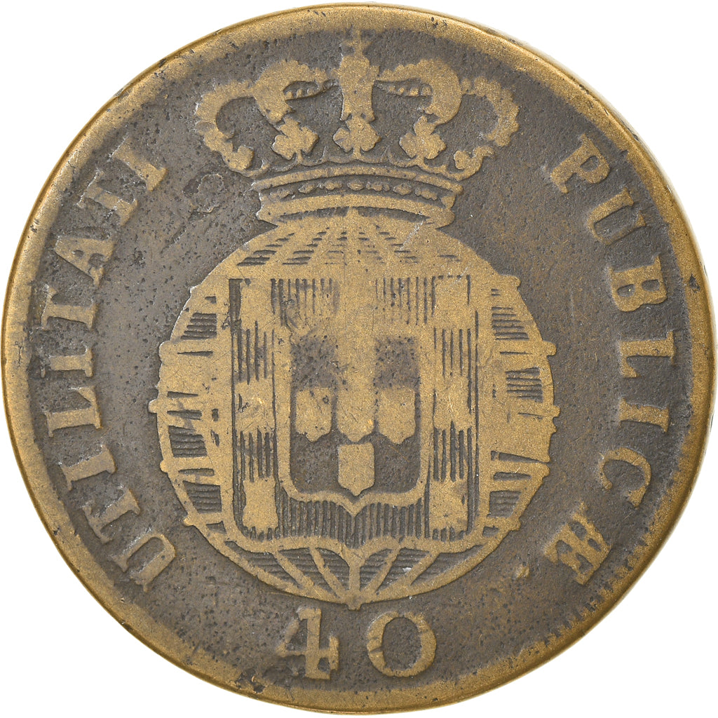 Moeda, Portugal, João VI, 40 Reis, Pataco, 1822, VG(8-10), Bronze, KM:370