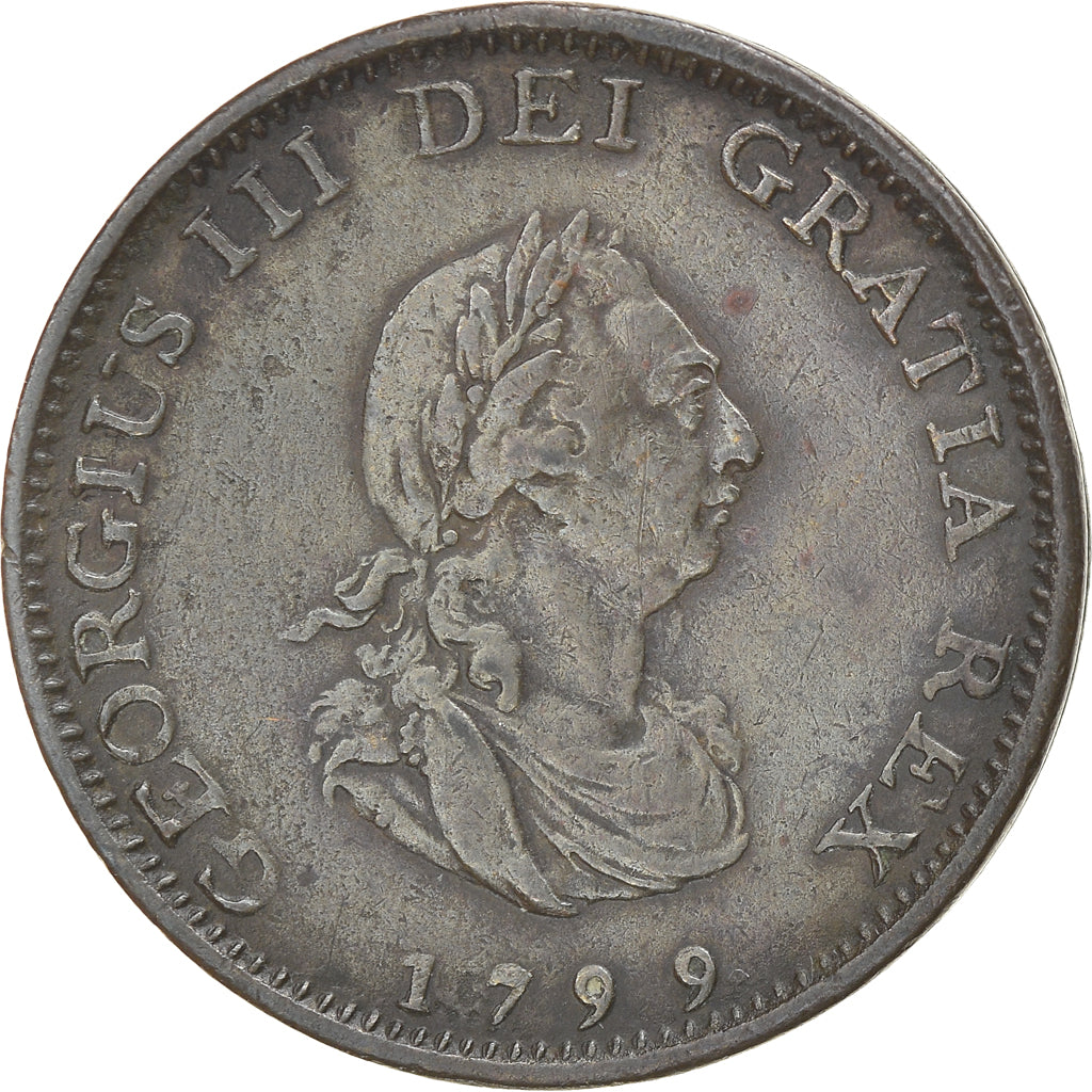 Coin, Great Britain, George III, Farthing, 1799, EF(40-45), Copper, KM:646