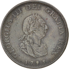 Coin, Great Britain, George III, Farthing, 1799, EF(40-45), Copper, KM:646