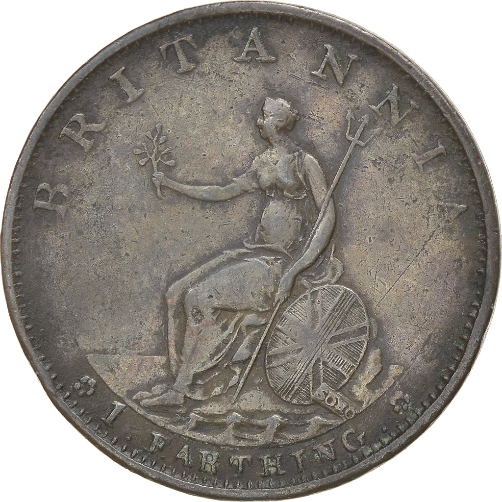 Coin, Great Britain, George III, Farthing, 1799, EF(40-45), Copper, KM:646