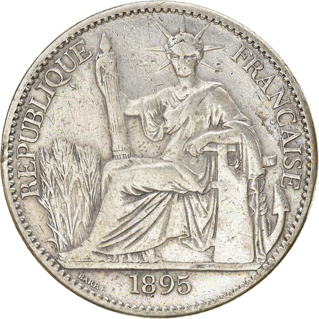 Moneta, Indocina, 50 Cent, 1895, Paris, MB+, Argento, Lecompte:257