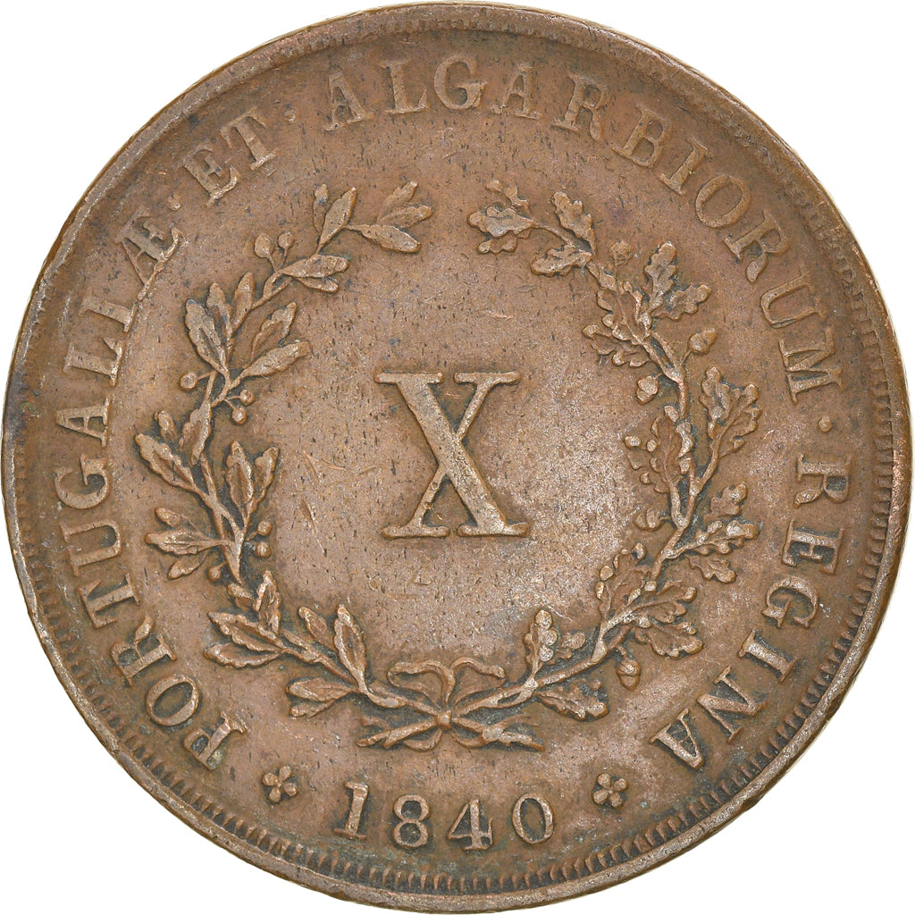Coin, Portugal, Maria II, 10 Reis, 1840, EF(40-45), Copper, KM:481