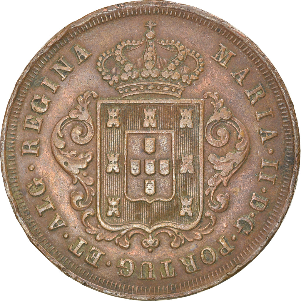 Coin, MADEIRA ISLANDS, Maria II, 10 Reis, X Reis, 1852, EF(40-45), Copper, KM:2