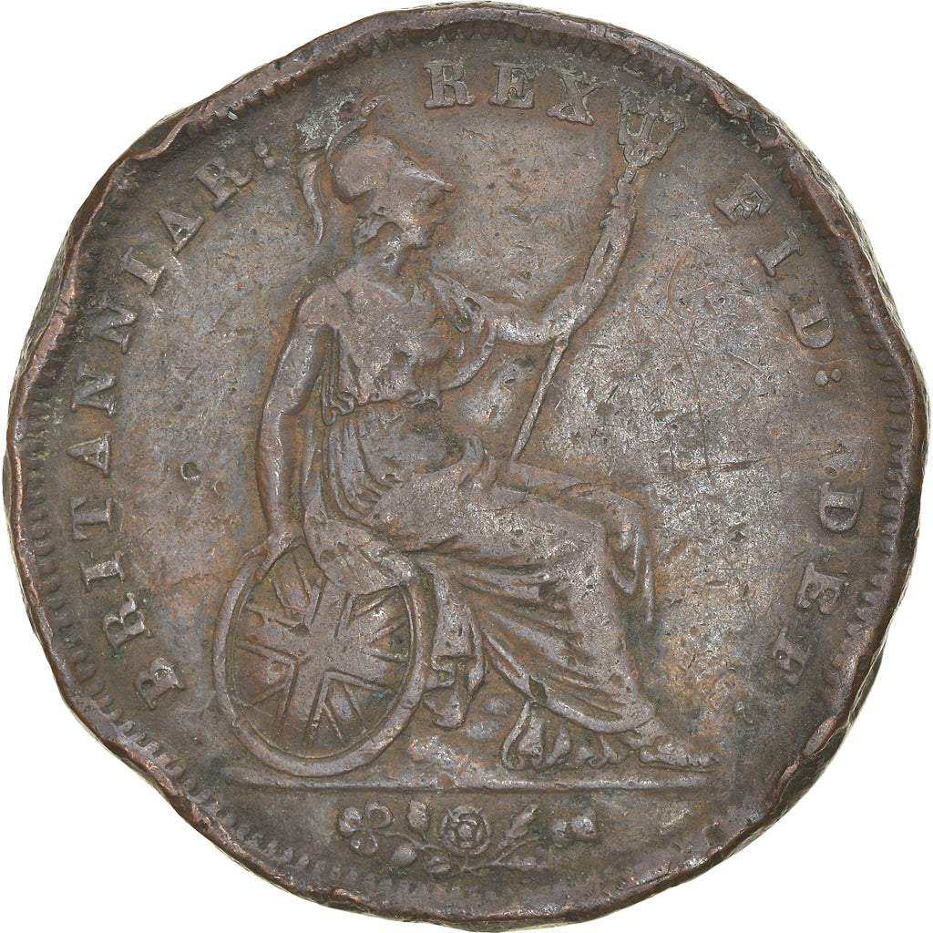 Coin, Great Britain, George IV, Penny, 1825, F(12-15), Copper, KM:693