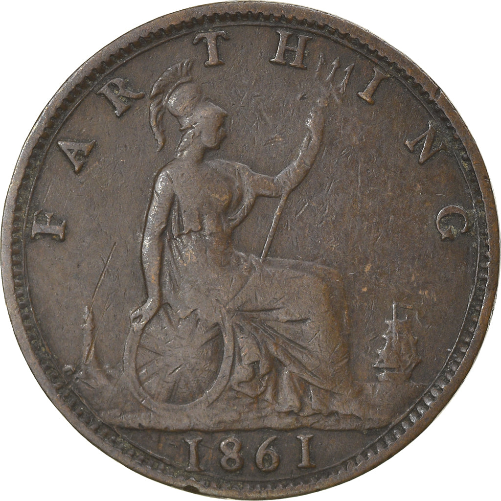 Monnaie, Grande-Bretagne, Victoria, Farthing, 1861, TB+, Bronze, KM:747.2