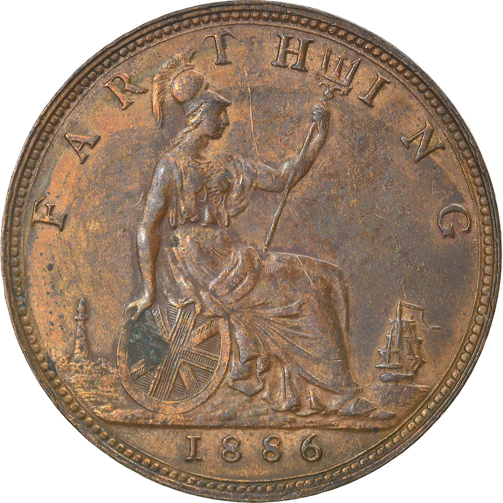Coin, Great Britain, Victoria, Farthing, 1886, AU(50-53), Bronze, KM:753