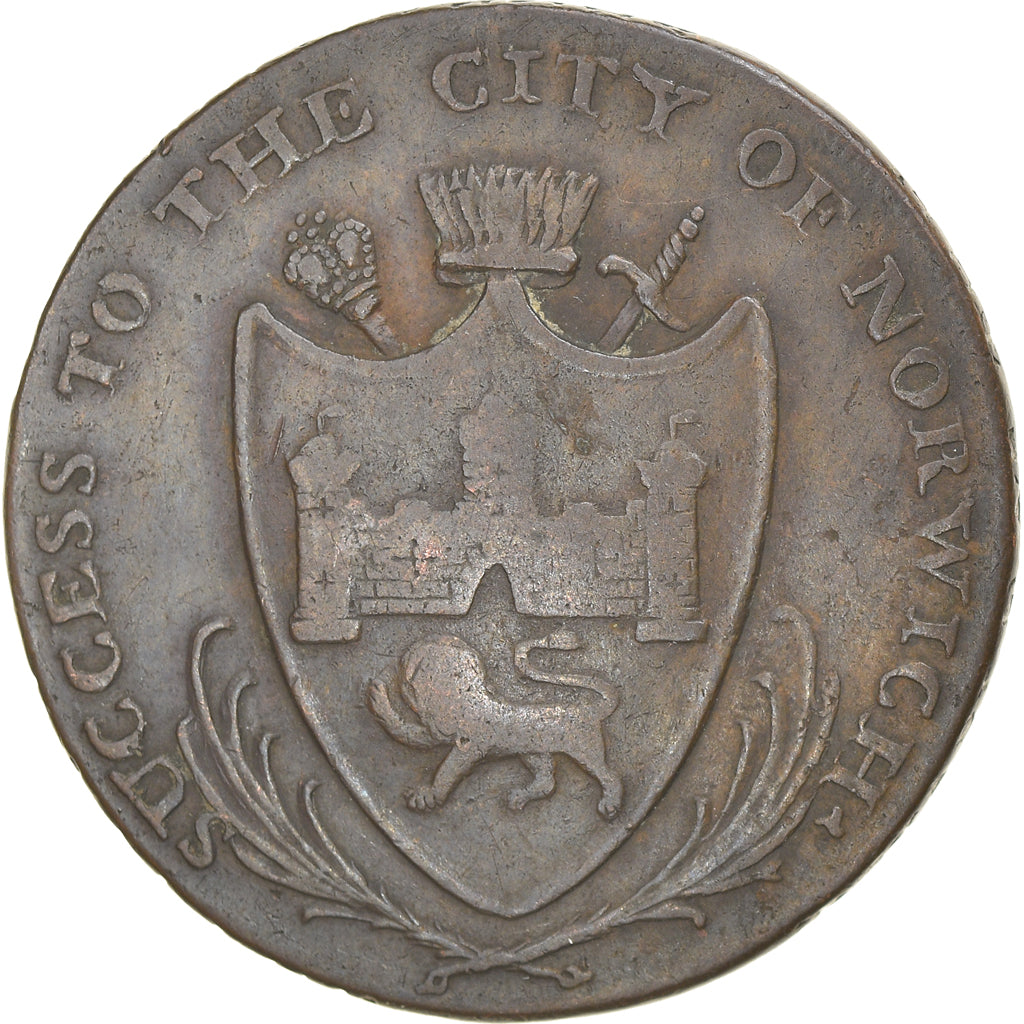 Coin, Great Britain, Norfolk, Halfpenny Token, 1792, Norwich, VF(20-25), Copper