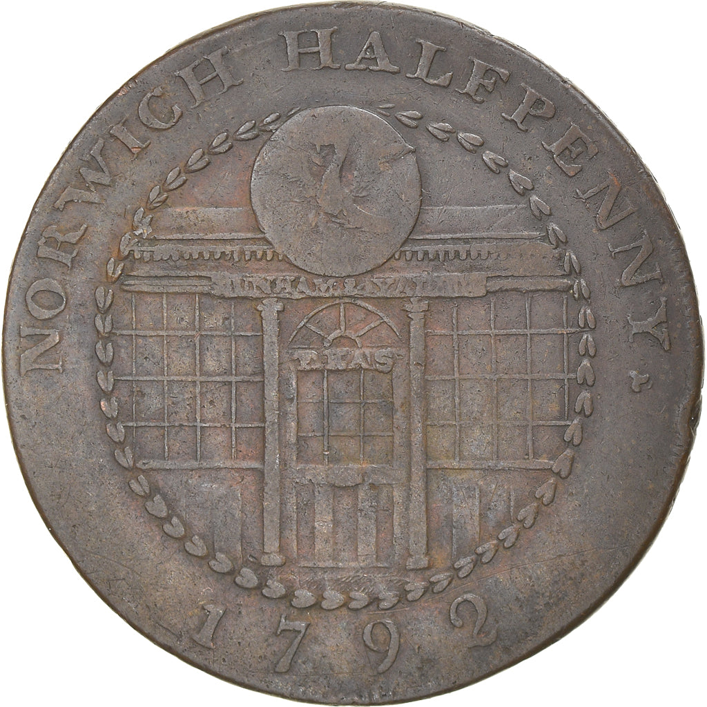 Coin, Great Britain, Norfolk, Halfpenny Token, 1792, Norwich, VF(20-25), Copper