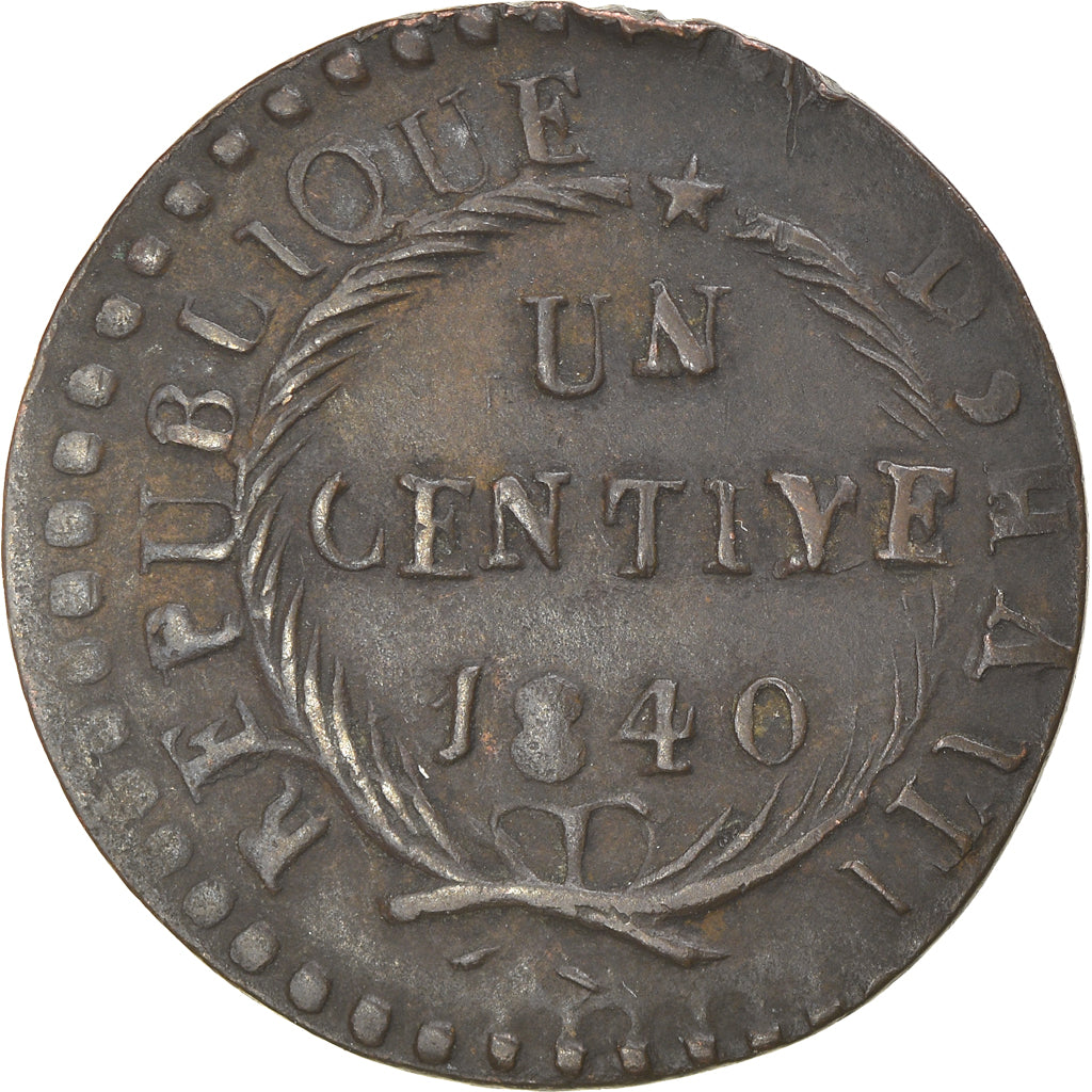 Coin, Haiti, Centime, 1840, AU(50-53), Copper, KM:A21