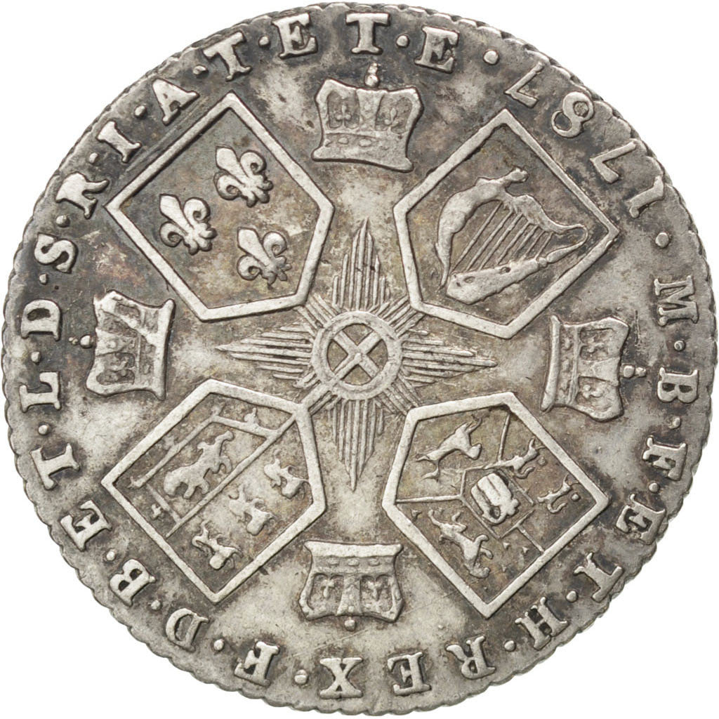 Coin, Great Britain, George III, 6 Pence, 1787, AU(50-53), Silver, KM:606.2