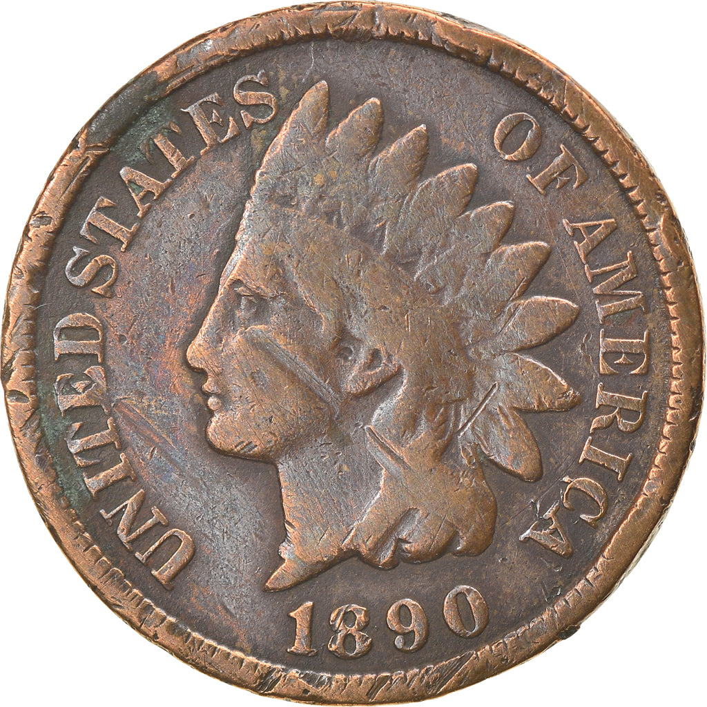 Coin, United States, Indian Head Cent, Cent, 1890, U.S. Mint, Philadelphia