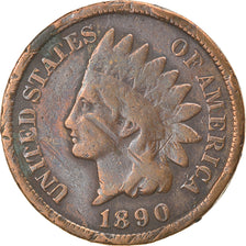 Coin, United States, Indian Head Cent, Cent, 1890, U.S. Mint, Philadelphia