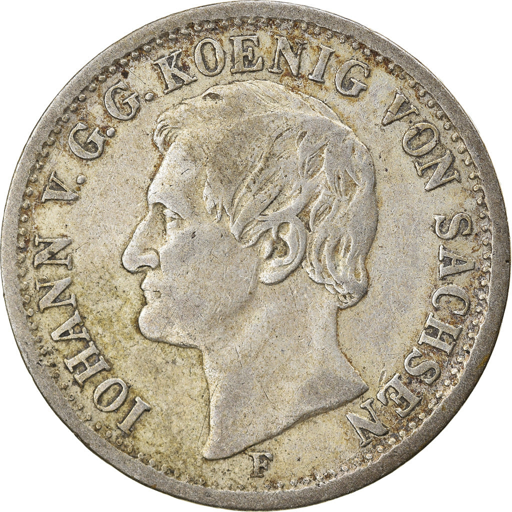 Coin, German States, SAXONY-ALBERTINE, Johann, 1/6 Thaler, 1/4 Gulden, 1855