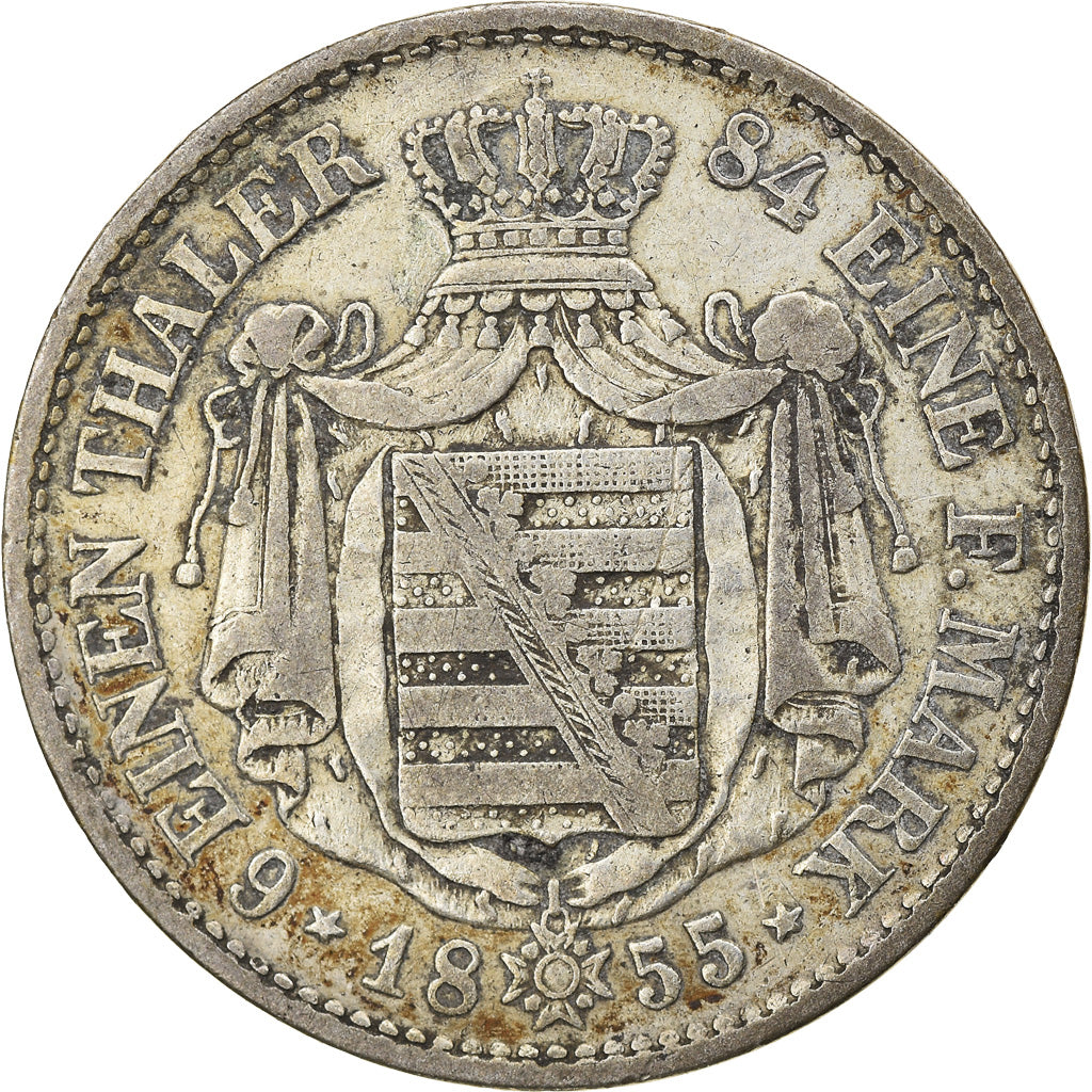 Coin, German States, SAXONY-ALBERTINE, Johann, 1/6 Thaler, 1/4 Gulden, 1855