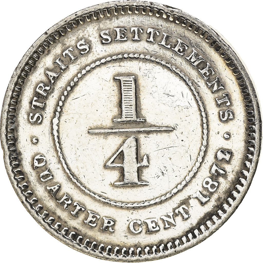 Coin, Straits Settlements, Victoria, 1/4 Cent, 1872, VF(20-25), Copper, KM:7