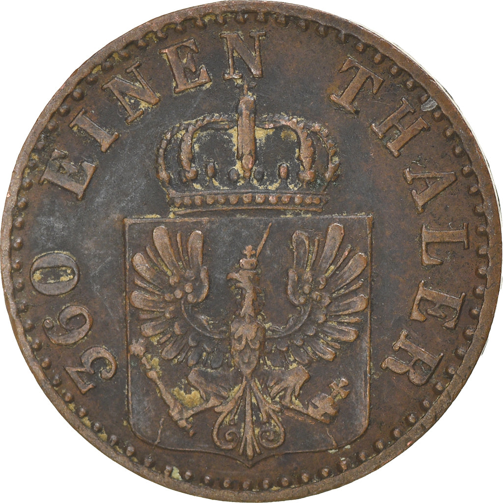Moneta, Stati tedeschi, PRUSSIA, Wilhelm I, Pfennig, 1861, Berlin, BB, Rame