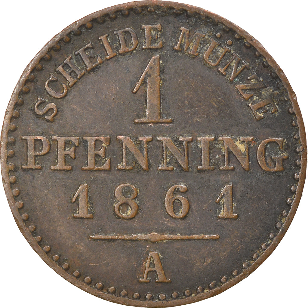 Moneta, Stati tedeschi, PRUSSIA, Wilhelm I, Pfennig, 1861, Berlin, BB, Rame